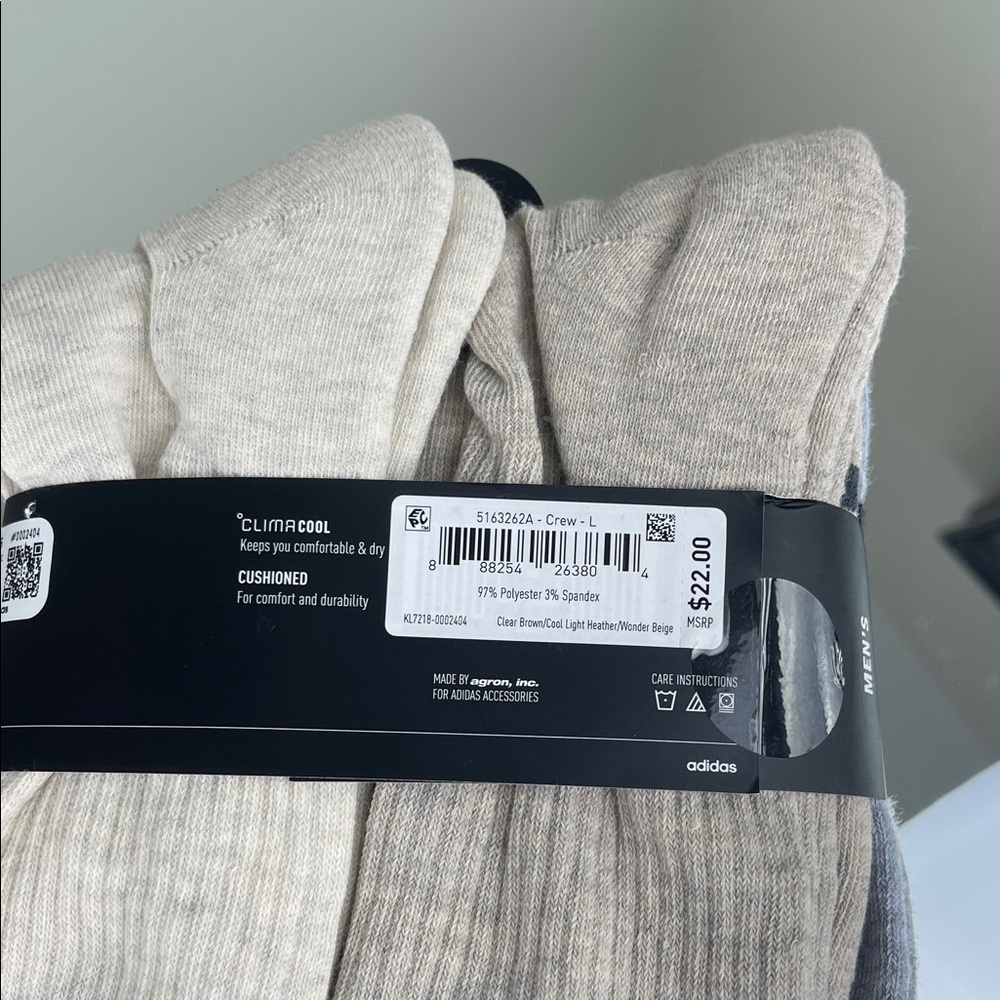 Adidas Climacool Cushioned Crew Socks 6-Pack Men's Large NWT - Picture 4 of 4